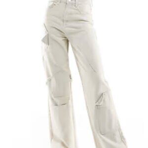 KYO  - Cream Cargo Jeans with cool patches.